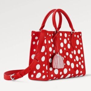EUC Louis Vuitton x Yayoi Kusama Infinity Dots Red Empreinte Leather OnTheGo PM